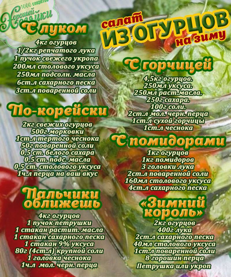 Салат из огурцов на зиму — 15 самых лучших рецептов